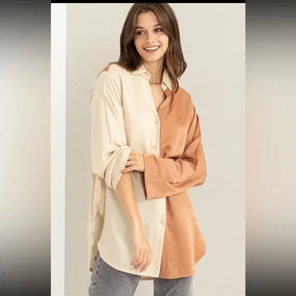 NWT HYFVE Silky Two Tone Tunic - Picture 1 of 6